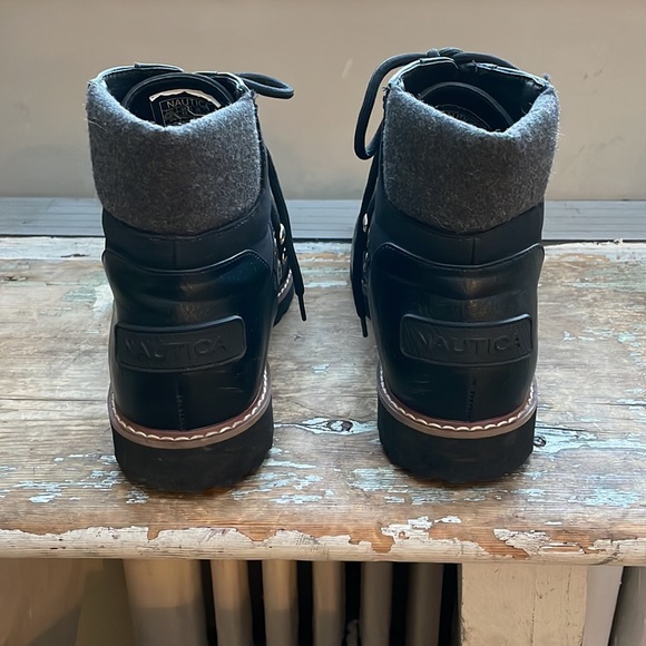 Black Faux Leather Combat Boots - Picture 4 of 6